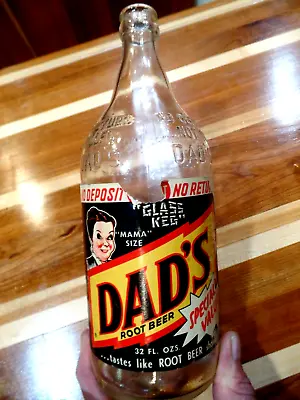 Vintage Dads Root Beer Mama Size Paper Label 32 Oz Non Return Bottle Chicago Ill • $24