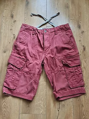 Fat Face Shorts Mens Pure Thick Cotton Cargo Combat Military Dusty Roast Red 32. • £36