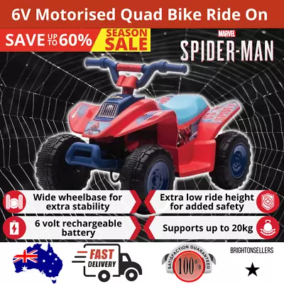 Marvel Spiderman™ 6V Electric Quad Bike Battery Power Kids Ride On Toy Car NEW • $222.53