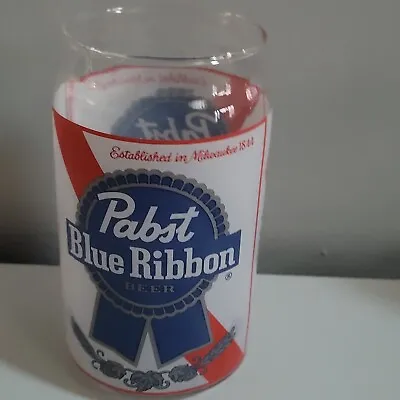 Pabst Blue Ribbon Beer Can Shaped Glass Cup 5.5  Vintage Est 1844 • $4.99