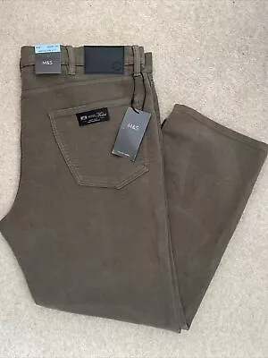 MARKS & SPENCER MENS ITALIAN MOLESKIN MOLE BROWN TROUSERS Waist 40” Leg 29” Bnwt • $37.34