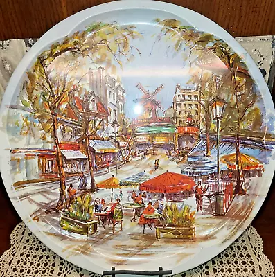 Vtg Daher Decorated Ware England Tin Tray Paris France Cafe Moulin Rouge 1971 • $20