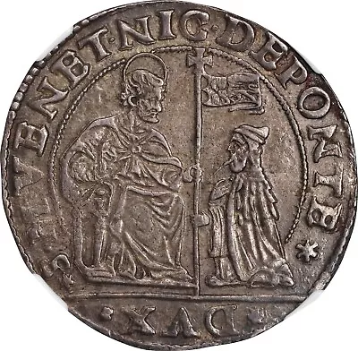 Italy  Venice  1578-85  80 Soldi Silver Coin Almost Uncirc. Ngc Certified Au50 • $695