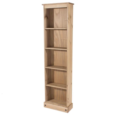 £75.99 • Buy 5 Tier Solid Pine Bookcase Tall Narrow Display Shelving Storage Wood Furniture