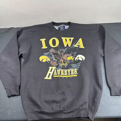 Vintage Iowa Hawkeyes Sweatshirt Adult Galt Crew Large Black 90s Sweater Mens • $29.99