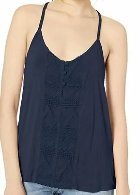 $15.98 • Buy $40 Roxy Women's Blue V-Neck Stretch Sleeveless Lace A-Shape Button Tank Top XS