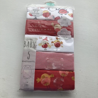 £4 • Buy Bnip George Baby 5 Pack Christmas Bodysuits 0-3 Months