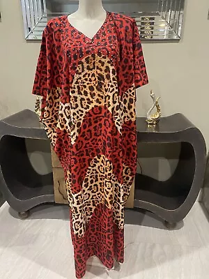 NEW Embellished Kaftans Silk Blend O/Size 22 24 26 28 30 Animal Print • $50