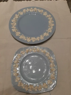 £10 • Buy Wedgwood Queens Ware Plates - Two - One Round, One Square - Vintage