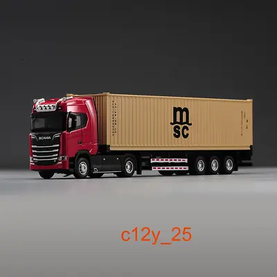 Scania MSC 1/50 Red Container Truck Alloy Tractor Diecast Truck Model Toy • £31.19