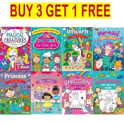 Colouring Book Sticker Book Girls Activity Fun Kids Children Books Fast Shipping • £4.99