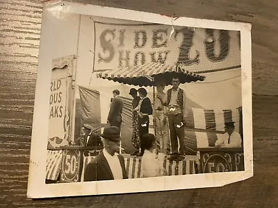 Vintage Photo Of Sideshow Entrance Hawkers And Fire Eater • $49.99