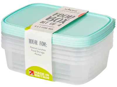 £5.99 • Buy Wham Food Storage Plastic Kitchen Lunch Box Container With Lid 1L - Set Of 4