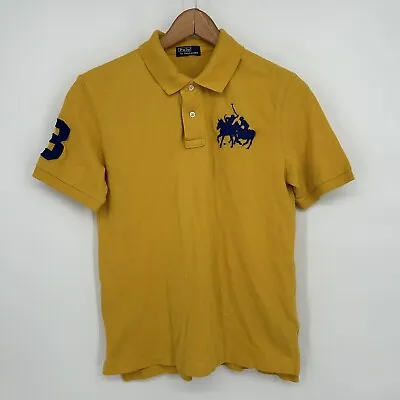 Ralph Lauren Polo Shirt Boys Medium Yellow Dual Match Pony Youth Short Sleeve • £8.69