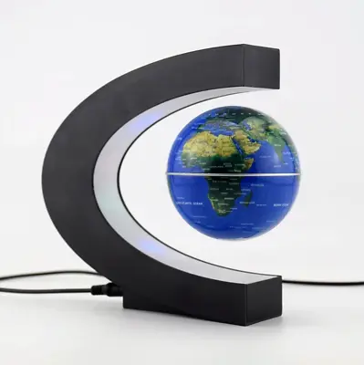 Magnetic Levitation Floating World Map Globe With C Shape Base Educational Gift • £18.99