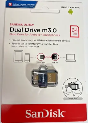 New Carded SanDisk Ultra 64GB Dual Drive M3.0 / USB3.0  Android Devices Computer • $5.99