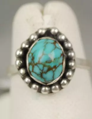 NUMBER # 8 Mine NV Turquoise Ring Sterling Blue Brown Web Webbed Small Dainty 5 • $65