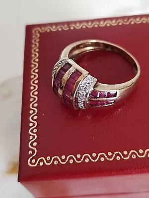 9ct Gold Ruby And Diamond Ring Used • £140