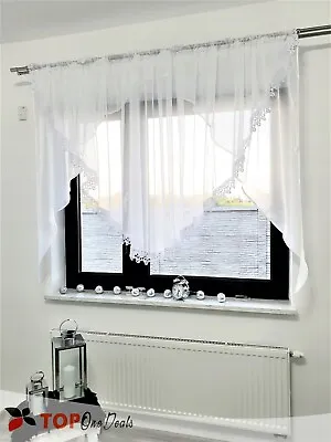 Amazing White Voile Net Curtains Ready Made With Lace Quality Living Dining Room • £18.99