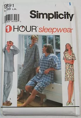 Simplicity 9391Sewing Pattern Unisex Pajamas Adult Teen Sz. L-XL Vintage • $18.99