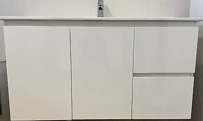 Bathroom Vanity Unit - 1200mm Polyurethane Wall Hung  Ceramic Top And Sink & TAP • $110