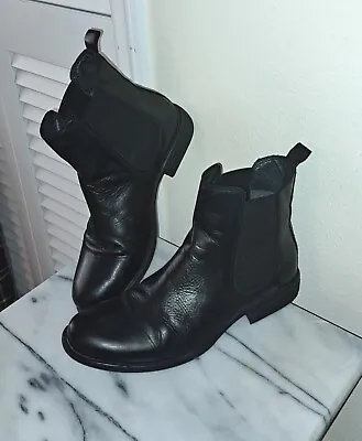 Miz Mooz Lewis Size EU 38 W (US 7.5-8 W WIDE) Womens Leather Chelsea Boots Black • $24.99