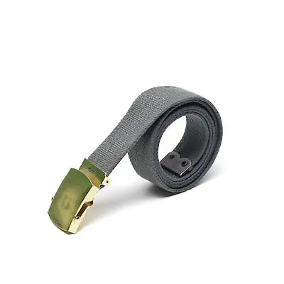 Canvas Army Military Casual Grey Belt With Gold Buckle Unisex Military Surplus • $12.56