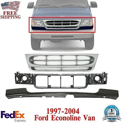 Front Grille Assembly + Header Panel + Filler For 1997-2004 Ford Econoline Van • $256.42