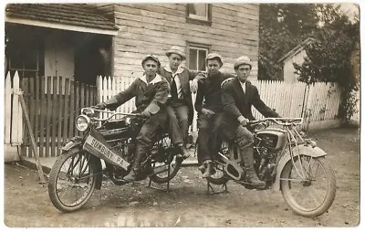 Sunbury Pennsylvania Indian & Excelsior Motorcycle Riders RPPC Real Photo C.1911 • $74.99