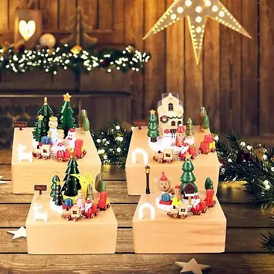 Wooden Music Box Castle Toy Rotating For Holiday Gift • $56.44