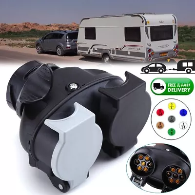 13 Pin To 7 Pin Trailer Board Extension Adaptor Plug Socket Caravan Accessories • £8.28