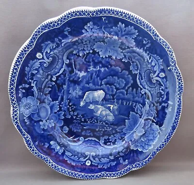 £35 • Buy William Adams Pastorals Grazing Cows Pearlware Blue & White Dinner Plate 1820