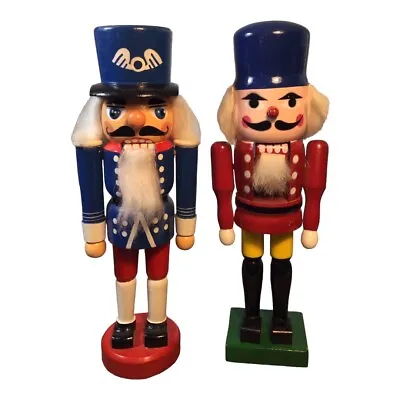 Vintage Free Standing Wooden Nutcracker Soldiers 10” Christmas Decor Bundle Of 2 • $11.90