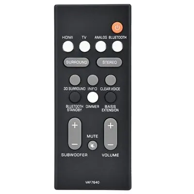 New VAF7640 For Yamaha Sound Bar Remote Control ATS-1080 YAS-108 ATS1080 YAS108 • $13.52