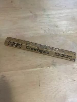 Vtg. Churngold Advertising 6  Wood Ruler - The Ohio Butterine Co. Cincinnati • $6.50