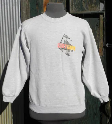 Vtg 80s Gotcha Shark Logo Big Spellout Frayed Worn Gray Surf Sweatshirt Size L • $139.99