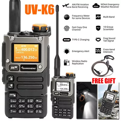 Quansheng UV-K6 VHF UHF Dual-Band Ham 5W Portable Two-way Radio Walkie Talkie • £26.99