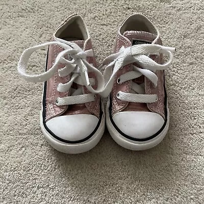 Converse All Star Ox Low Toddler Girls' Trainers Pink Infants Size 5 • £5.50