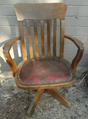 Gorgeous Antique Oak Captains Chair - Swivel • $1500