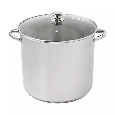 Stainless Steel 20-Quart Stock Pot With Glass Lid • $24.01