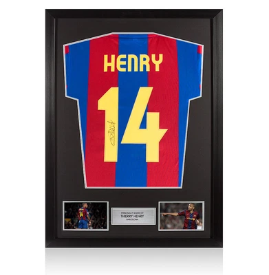 £449.99 • Buy Framed Thierry Henry Signed Barcelona Shirt - Retro, Number 14 Autograph