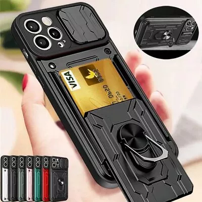 Case For IPhone 15 Pro Max 14 13 12 11 8 Camera Cover Card Slot Shockproof Stand • $7.99