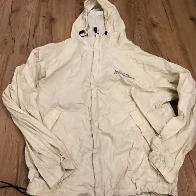 Vintage Nautica Competition Jacket Mens L White Windbreaker Rain Full Zip Hood • $29.99