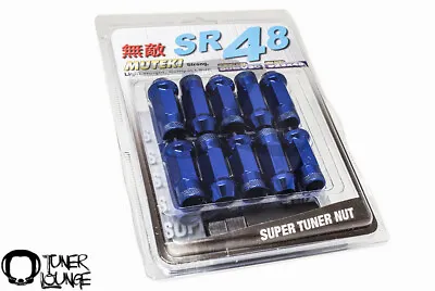 Muteki SR48 Blue 12X1.25 48mm Extended Open Ended 20 Pcs Lug Nuts Cone Seat • $555.99