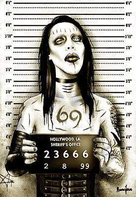 Rocker Marilyn Manson Mugshot Marcus Jones Screaming Demons Canvas Giclee Art • $109