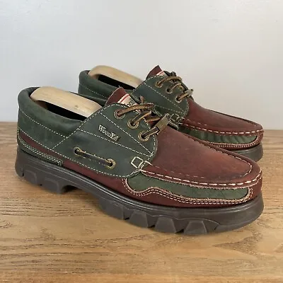 £39.99 • Buy Woody's Original Moccasins Green Brown Leather Deck Shoes Men's UK Size 10