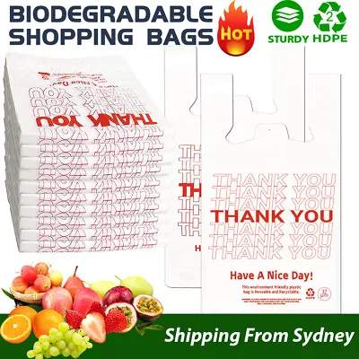 Reusable Heavy Duty Plastic Carry Bags 37um White Grocery Shopping Bag BULK AU • $37.19