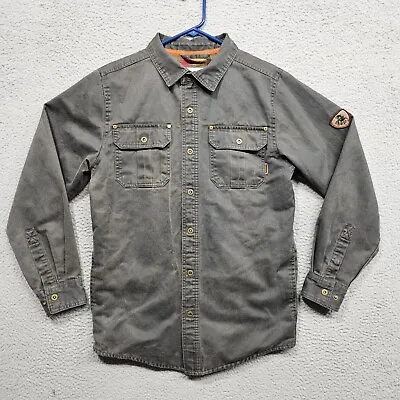 Legendary Whitetails Shacket Mens Small Gray Waxed Flannel Lined Outdoor Jacket • $24.99