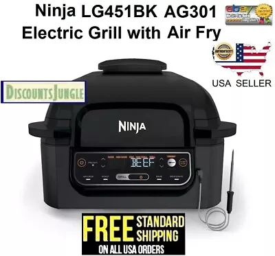 Ninja Lg451bk AG301 Foodi 5-in-1 Indoor 4qt Electric Grill Air Fry LG450CO AG300 • $108.95