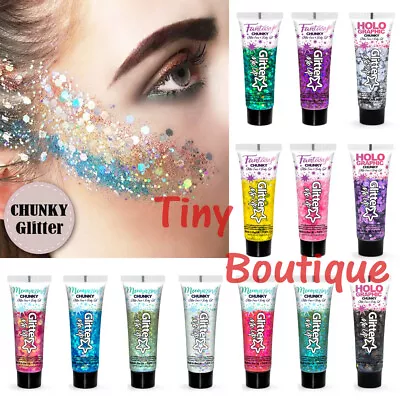 £3.50 • Buy Chunky Glitter Gel Face Body Art Paint Eyeshadow Holographic Iridescent Cosmetic
